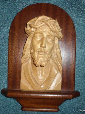 RARE 13" ANRI Ulrich Bernardi "Crown of Thorns" Jesus Wood Carving - Hand Signed